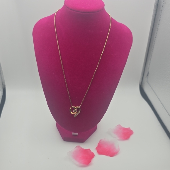 Givenchy Jewelry - Givenchy G Gold Heart W/ Silver Rhinestones Pendant Necklace (V-G)✨️🖤✨️